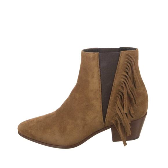 Saint Laurent Tan Brown Suede Fringe  Ankle Boots Size 36 / US 6 - Picture 4 of 14